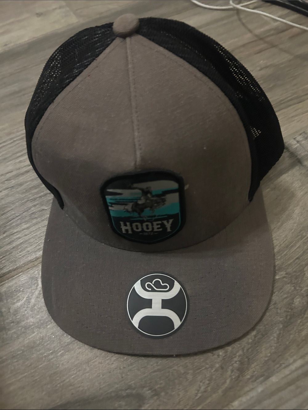 Hooey Brown & Black Trucker Cap with Teal Patch